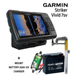 GARMIN Striker Vivid 7SV GT52HW-TM TRANSDUCER + BATTERY 20AH 12V + SONAR MOUNT + CHARGER эхолот