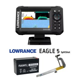 LOWRANCE Eagle 5 SplitShot™ ROW + аккумулятор 12V 13Ah + крепление датчика Runos эхолот