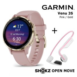 GARMIN Venu 3S, Pink, Gold + Shokz Open Move Pink спортивные часы