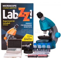 Levenhuk Детский микроскоп с экспериментальным набором K50 LabZZ M101 голубого цвета 40x-640x микроскоп