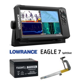 LOWRANCE Eagle 7 SplitShot™ ROW + аккумулятор 12V 20Ah + крепление датчика Runos эхолот