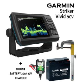 GARMIN STRIKER VIVID 5CV WITH GT20-TM TRANSDUCER + АККУМУЛЯТОР 13АЧ 12В + ЗАРЯДКА + КРЕПЛЕНИЕ ДЛЯ эхолот