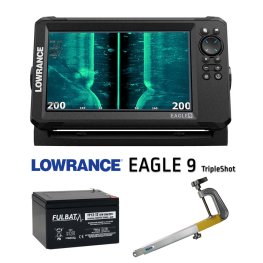 LOWRANCE Eagle 9 TripleShot™ ROW + аккумулятор 12V 20Ah + крепление датчика Runos эхолот