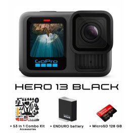 GOPRO HERO13 Black + MicroSD 128 GB + Enduro Battery + 53 in 1 Combo Kit Accessories sportkaamerad